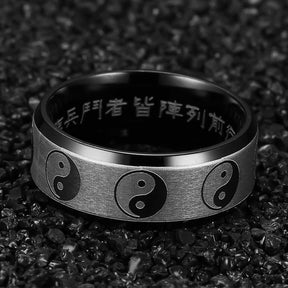 Custom Yin Yang Ring With Chinese Engravings - Ring - Inner Wisdom Store
