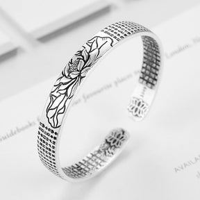 Silver Lotus Flower Bangle Bracelet - Bracelet - Inner Wisdom Store