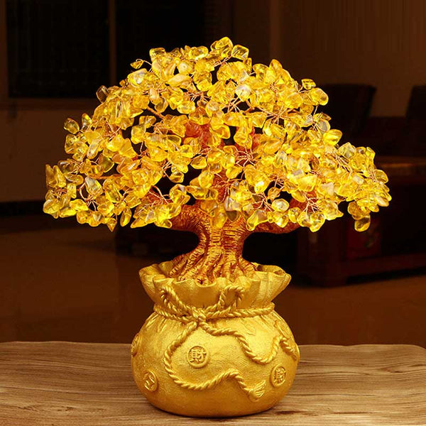 置物 Citrine money tree with piyao Citrine money tree with piyao Citrine Tree Wooden Base – Energy Nests