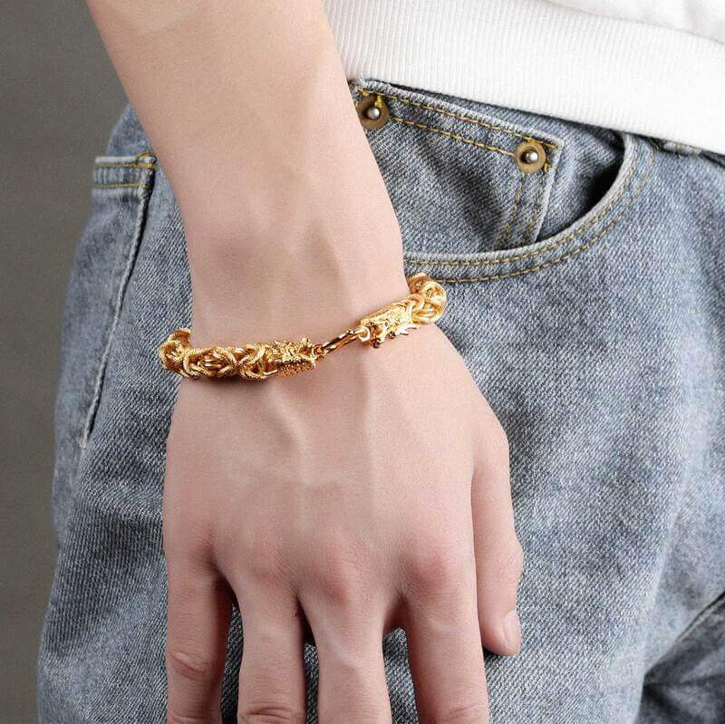 Gold Dragon Bracelet for Protection and Good Luck - Bracelet - Inner Wisdom Store