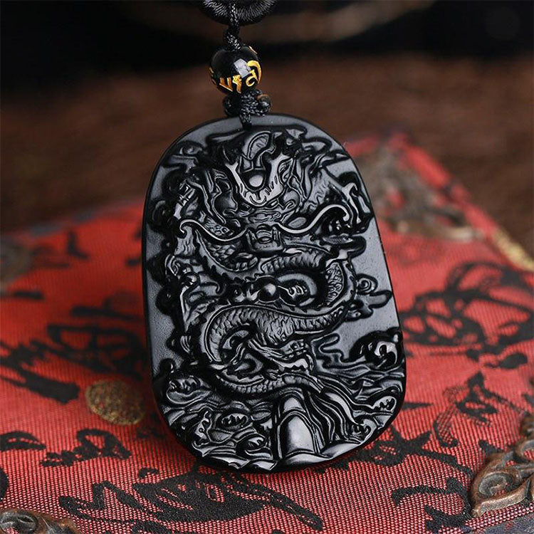 Obsidian Dragon Success Necklace - Necklace - Inner Wisdom Store