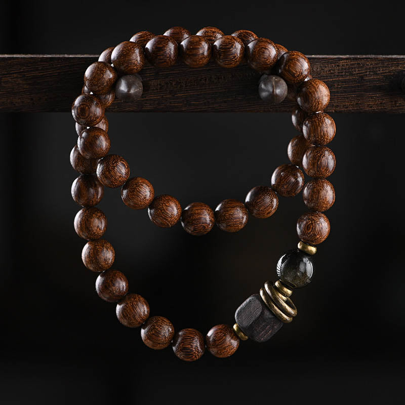 Gold Silk Sandalwood Mala Beads Buddhist Bracelet - Bracelet - Inner Wisdom Store