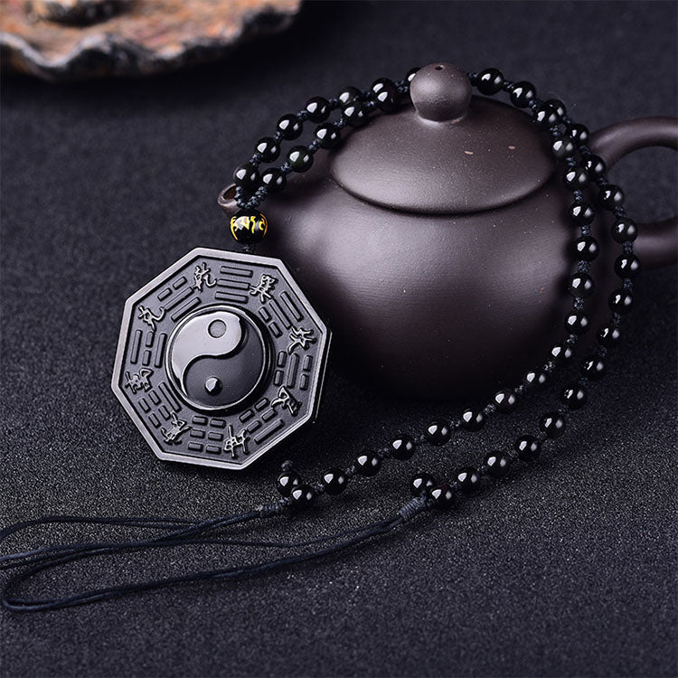 Yin and Yang Black Obsidian Positivity Necklace - Necklace - Inner Wisdom Store
