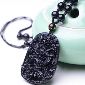Obsidian Dragon Success Necklace - Necklace - Inner Wisdom Store