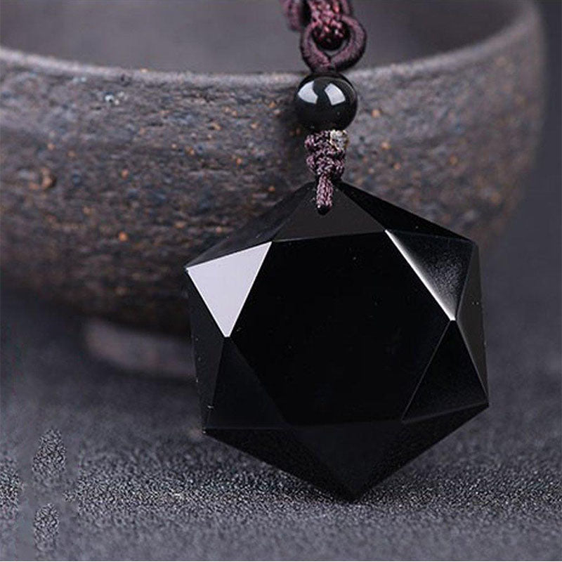 Six-Pointed Star Black Obsidian Protection Necklace - Necklace - Inner Wisdom Store