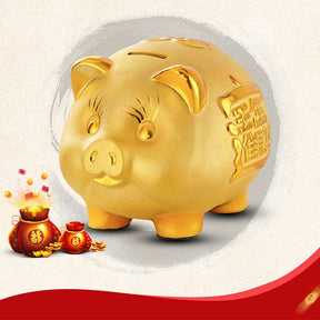 Ceramic Gold Chinese Piggy Bank - Home Decor - Inner Wisdom Store