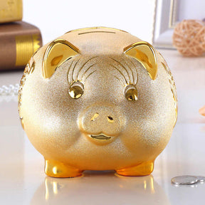 Ceramic Gold Chinese Piggy Bank - Home Decor - Inner Wisdom Store