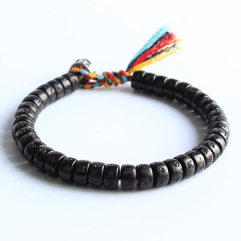 Coconut Shell Beads Om Mani Padme Hum Bracelet - Bracelet - Inner Wisdom Store