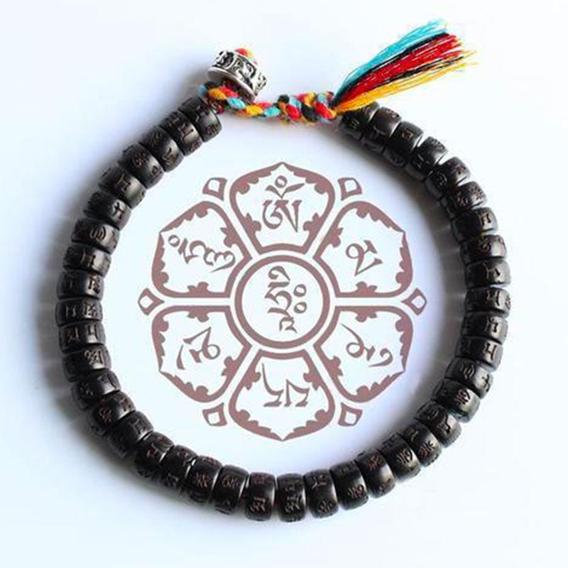 Coconut Shell Beads Om Mani Padme Hum Bracelet - Bracelet - Inner Wisdom Store