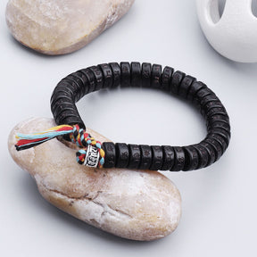 Coconut Shell Beads Om Mani Padme Hum Bracelet - Bracelet - Inner Wisdom Store