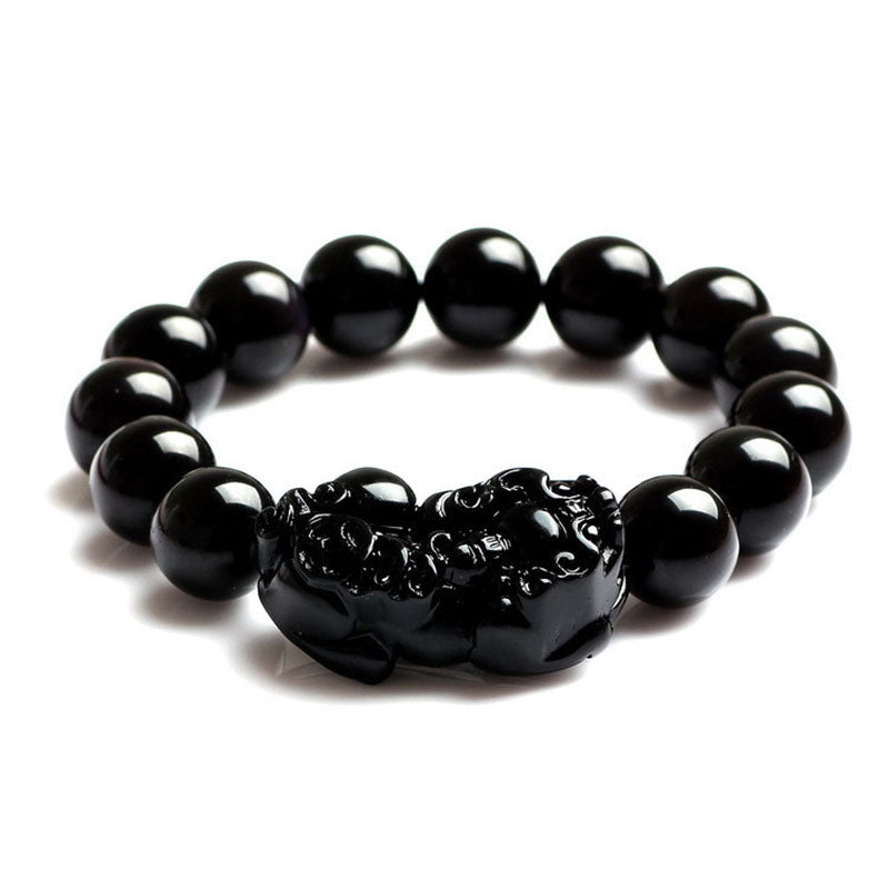 Obsidian Wealth Bracelet Black Obsidian Pixiu Meaning Bead