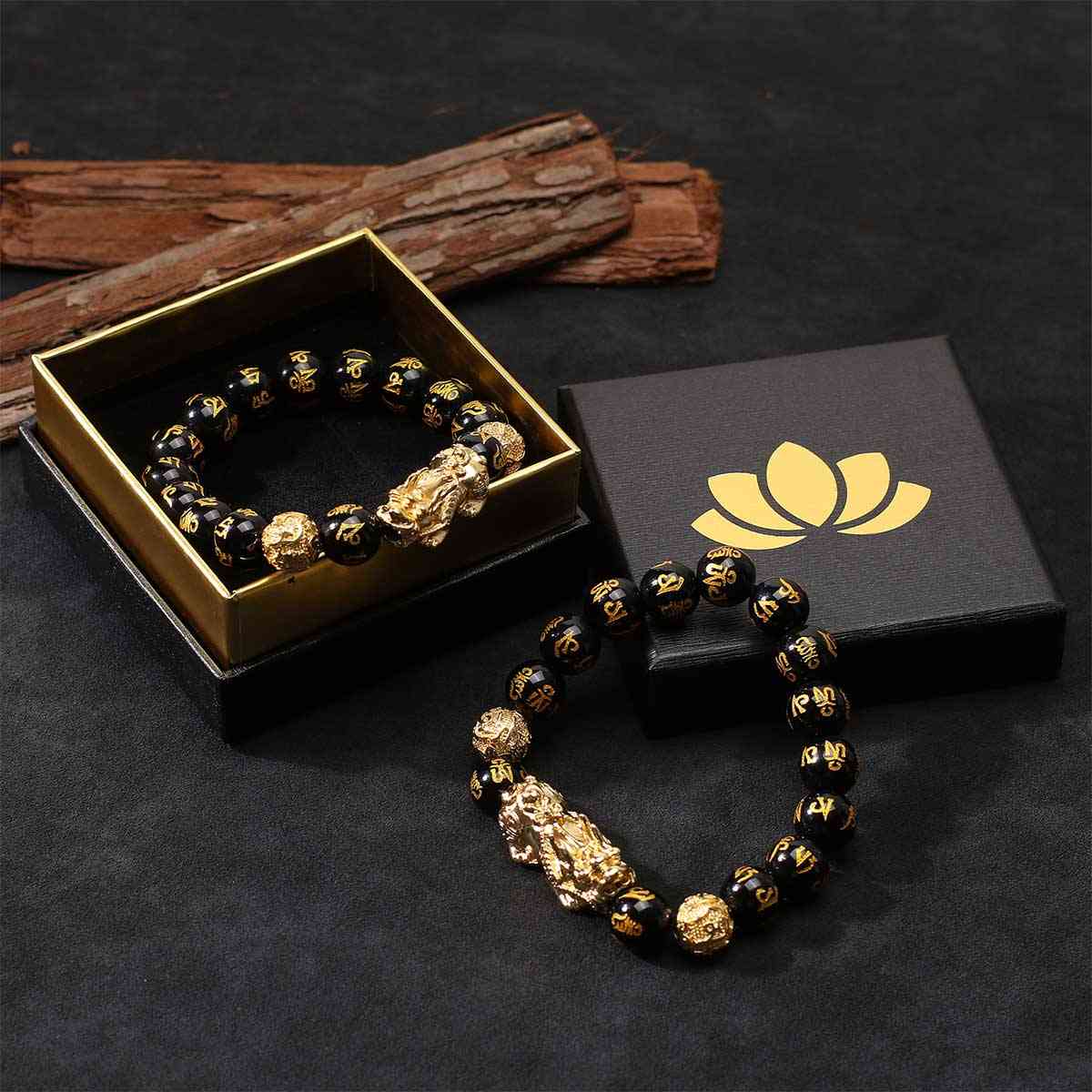 Feng Shui Pixiu Bracelet Black Obsidian Beads Attract Wealth Good Luck  Wishes | Fruugo ZA