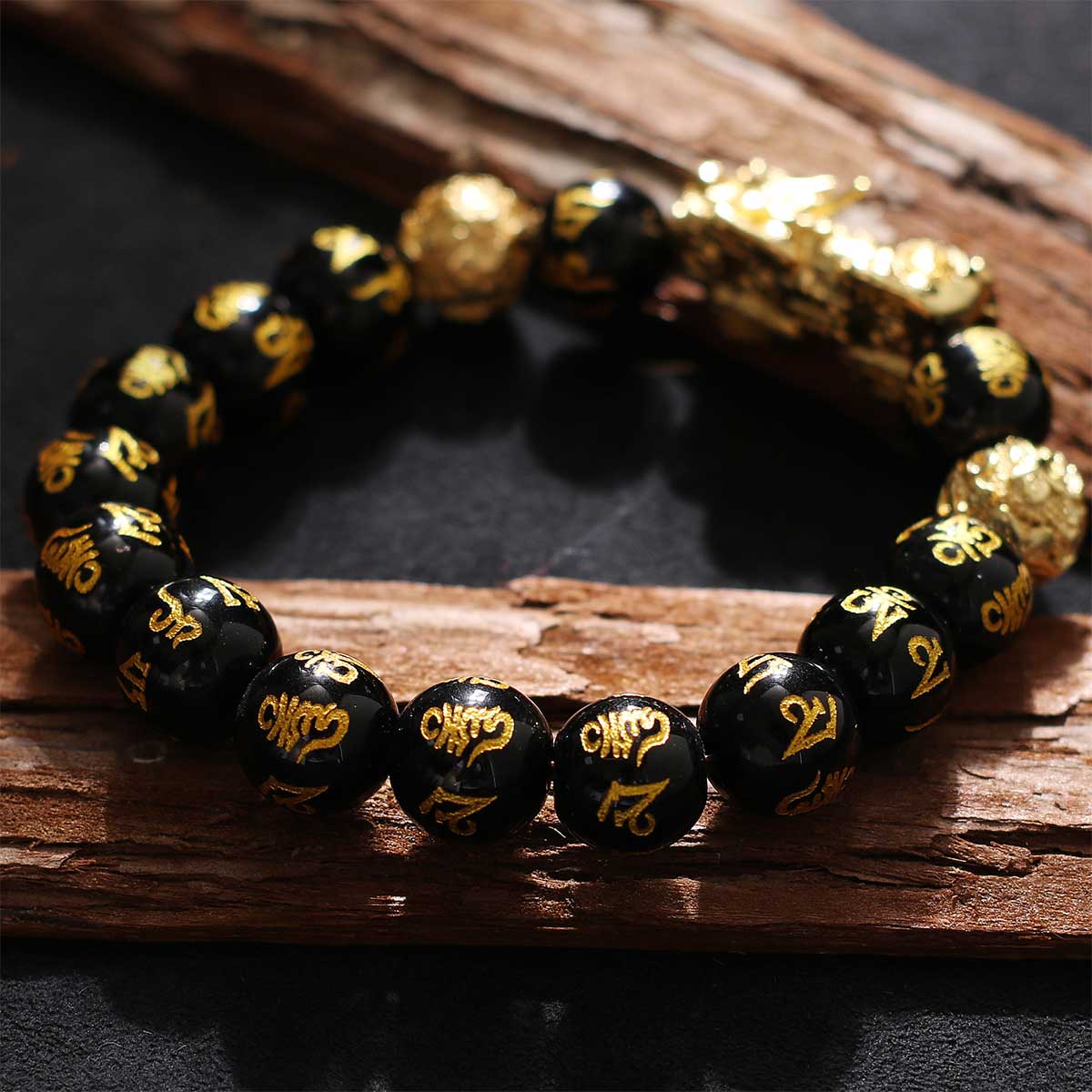 Feng Shui - Black Obsidian Pixiu Wealth Prosperity (12mm) Gold Dragon –  GypsyGemsJewelryBox