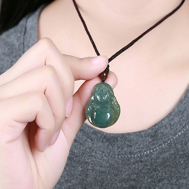 Buy Small Gold Green Jade Buddha Pendant With Rope Chain Necklace Online in  India - Etsy