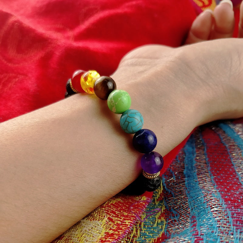 Lava Stone Chakra Diffuser Bracelet - Bracelet - Inner Wisdom Store