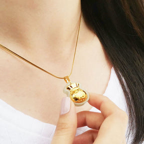 Lucky Wealth Bag Hetian Jade Pendant Necklace - Necklace - Inner Wisdom Store