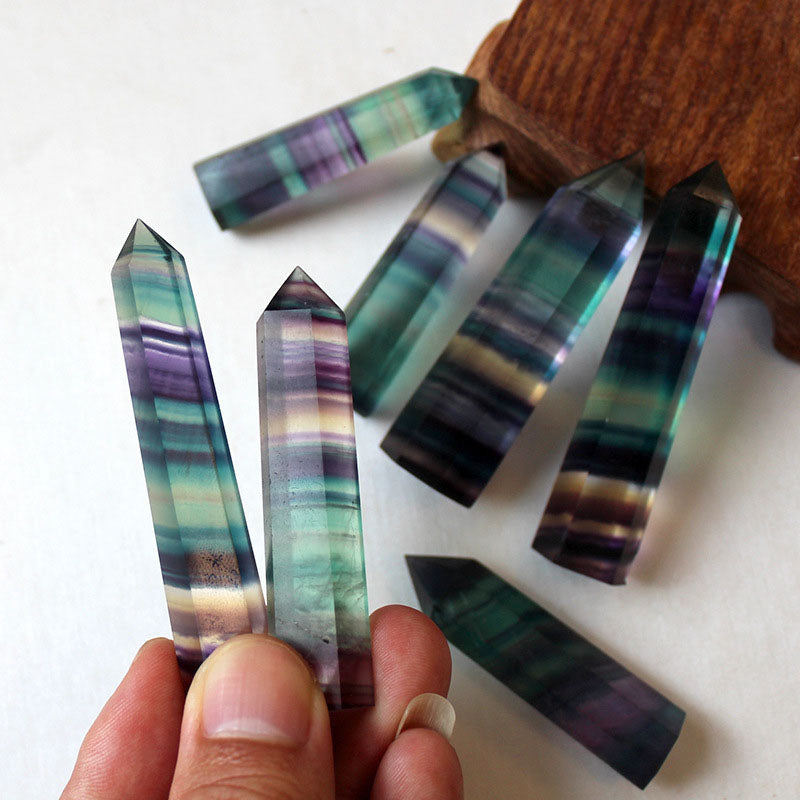 Natural Rainbow Fluorite Hexagonal Crystal Wand - Stones & Crystals - Inner Wisdom Store