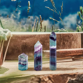 Natural Rainbow Fluorite Hexagonal Crystal Wand - Stones & Crystals - Inner Wisdom Store