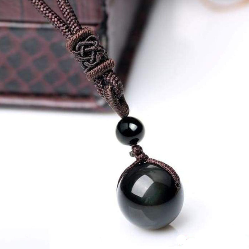 Rainbow Eye Obsidian Sphere Pendant Necklace - Necklace - Inner Wisdom Store