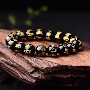 Feng Shui Black Obsidian Mantra Bracelet - Bracelet - Inner Wisdom Store