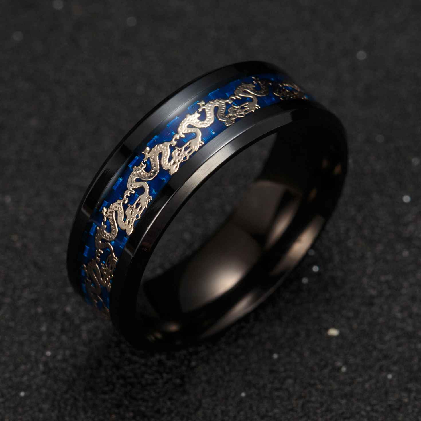 Lucky Chinese Dragon Inlay Ring - Ring - Inner Wisdom Store