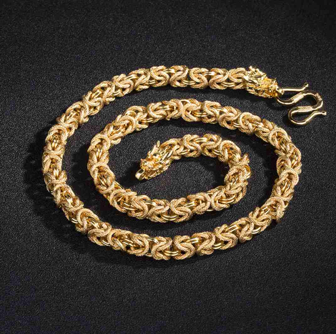 Gold Eternal Dragon Link Chain - Necklace - Inner Wisdom Store