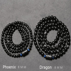 Dragon and Phoenix Obsidian Bracelet Set - For Couples - Inner Wisdom Store