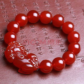 Red Agate Pixiu Bracelet for Wealth and Abundance - Bracelet - Inner Wisdom Store