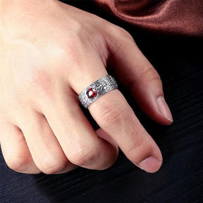 Red Garnet Stone Mantra Ring - Ring - Inner Wisdom Store