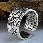 Buddhist Ring with Lotus and Heart Sutra - Ring - Inner Wisdom Store