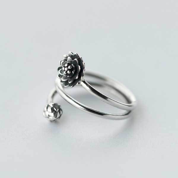 Silver Triple Wrap Lotus Ring - Ring - Inner Wisdom Store