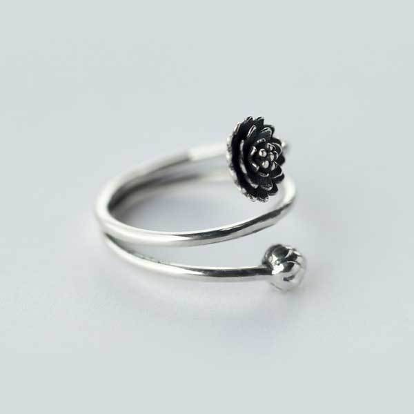 Silver Triple Wrap Lotus Ring - Ring - Inner Wisdom Store