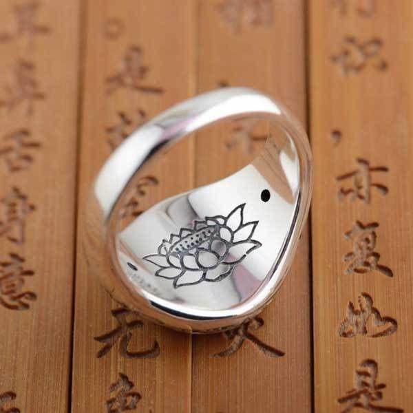 Om Mani Padme Hum Lotus Mantra Ring – Silver, Gold - Ring - Inner Wisdom Store