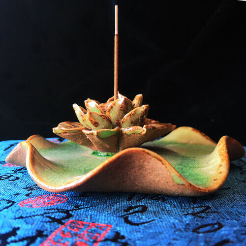 Tibetan Lotus Ceramic Incense Stick Holder - Incense Burner - Inner Wisdom Store