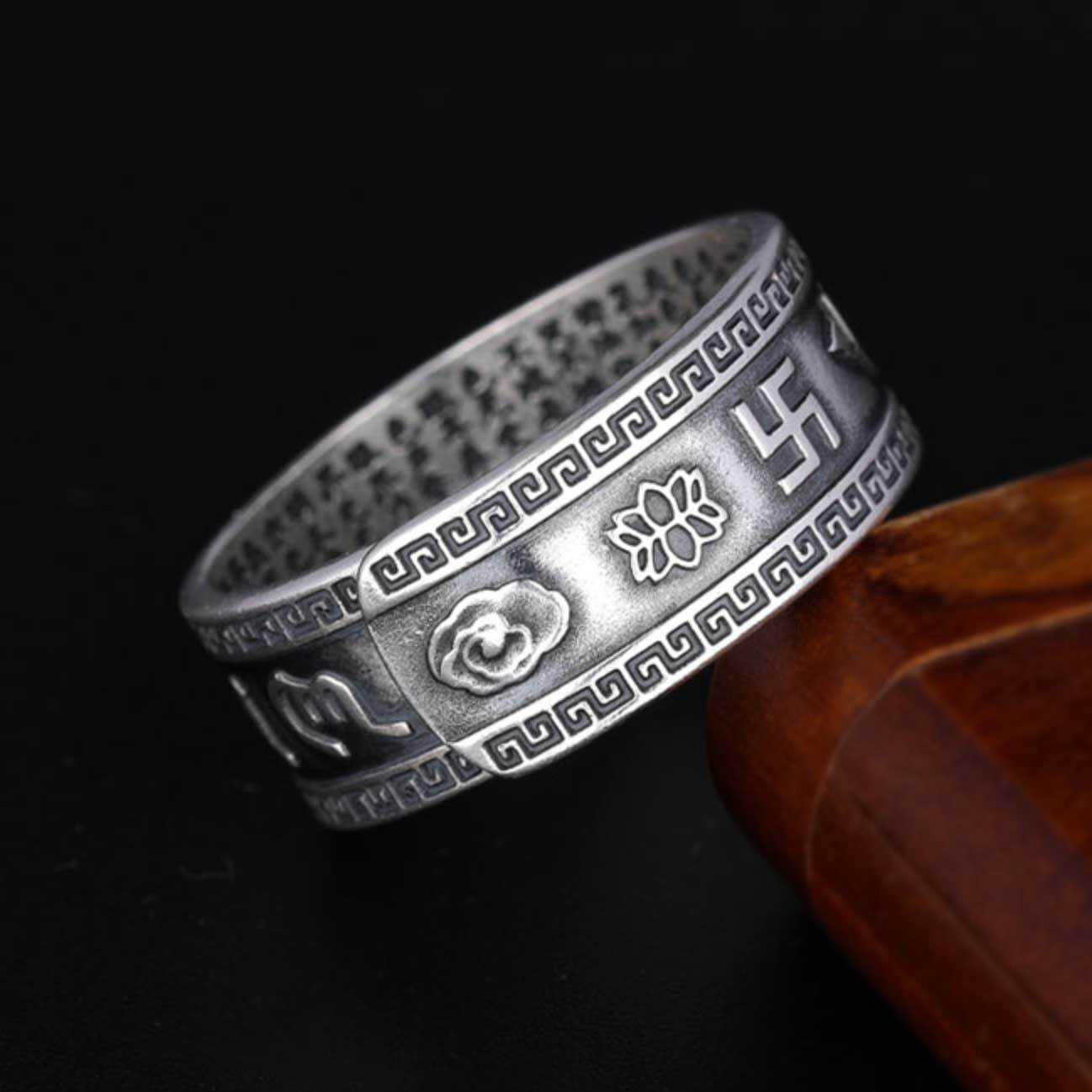 Retro Feng Shui Pixiu Mani Mantra Protection Wealth Ring Lucky Ring Men  Gifts US | eBay